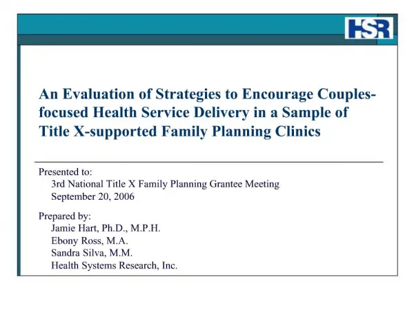 An Evaluation of Strategies to Encourage Couples-focused Health Service Delivery in a Sample of Title X-supported Family