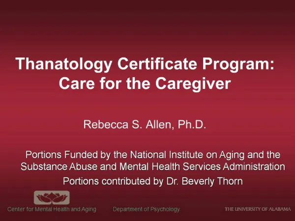 Thanatology Certificate Program: Care for the Caregiver