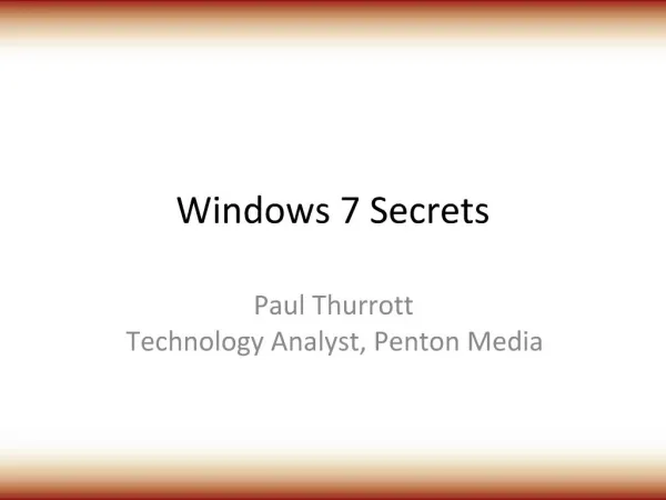 Windows 7 Secrets