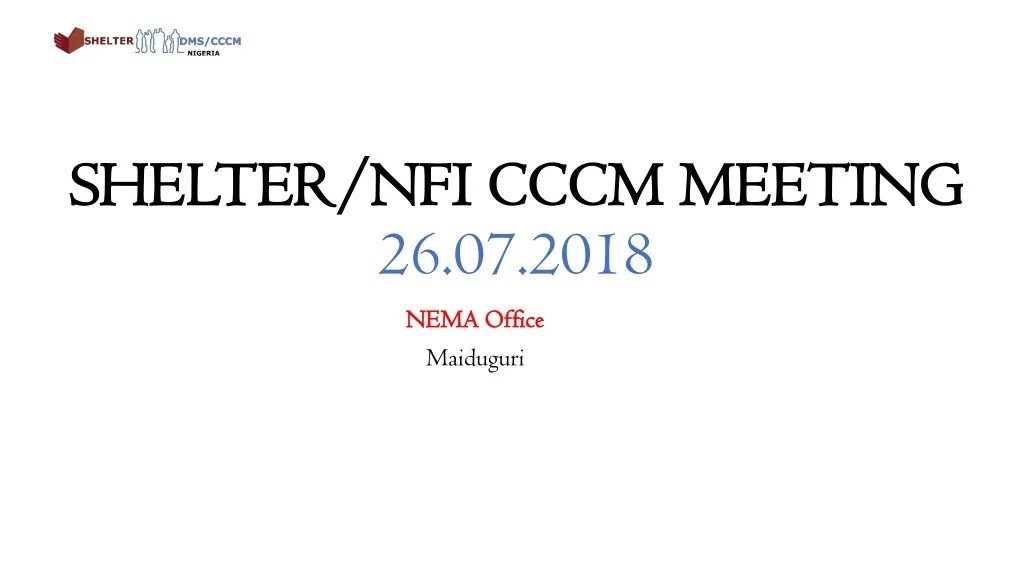 shelter nfi cccm meeting 26 07 2018