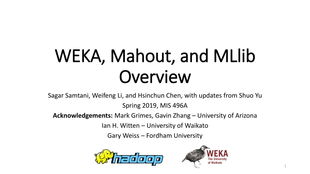 weka mahout and mllib overview