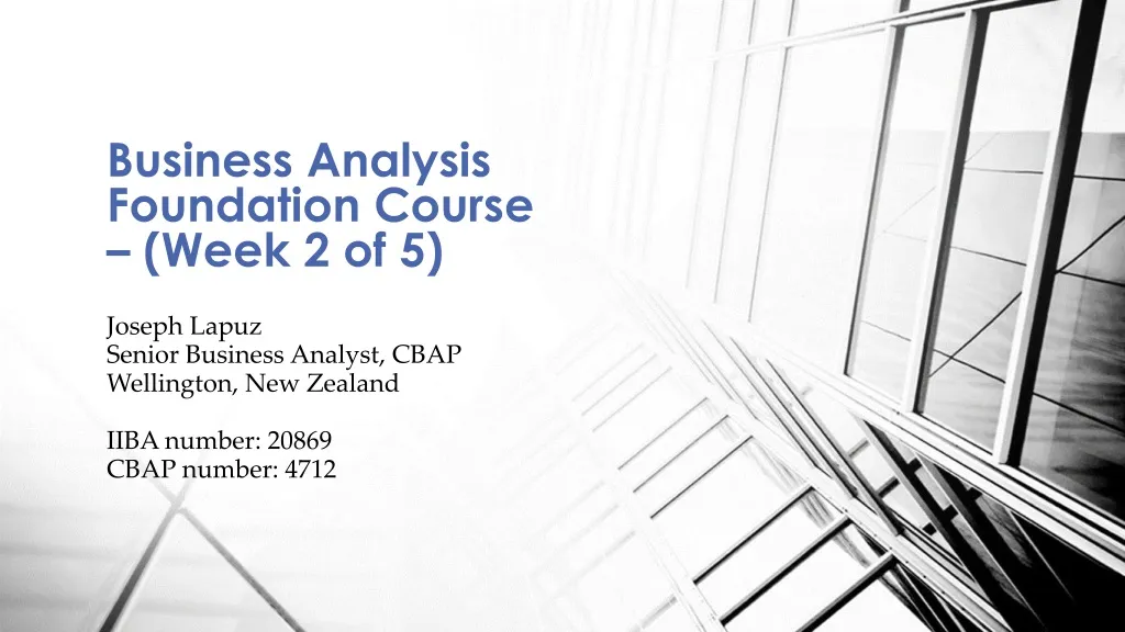 business analysis foundation course week 2 of 5
