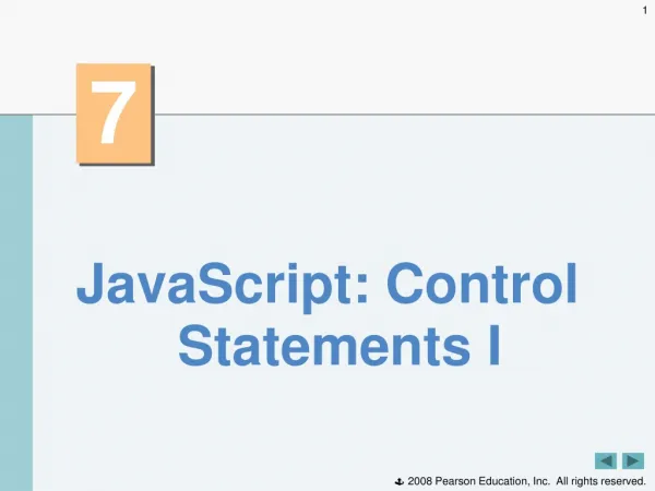 JavaScript: Control Statements I