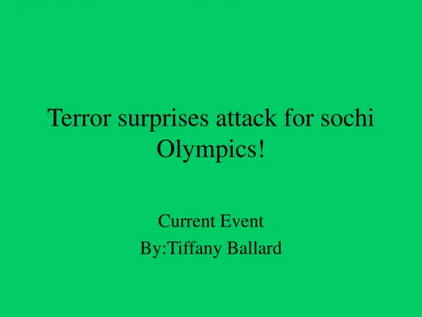 Terror surprises attack for sochi Olympics!