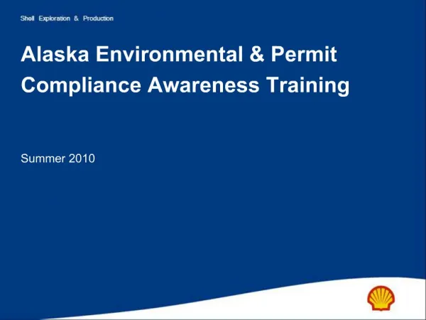 Alaska Environmental Permit Compliance Awareness Training