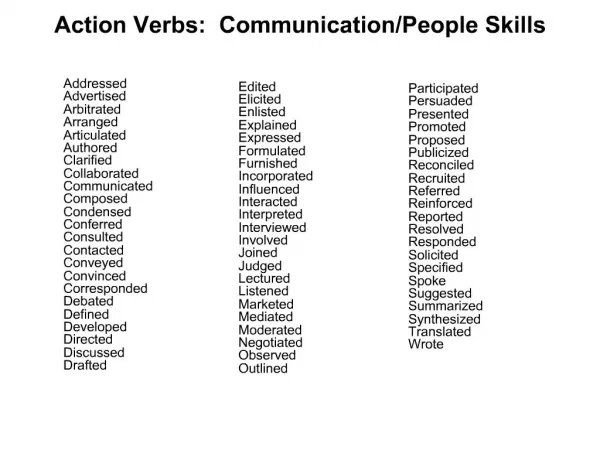 Action Verbs: Communication