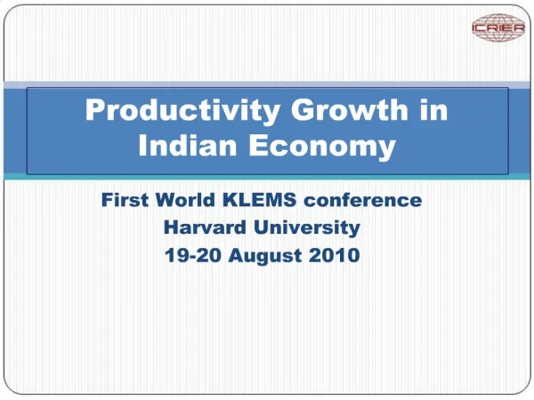 Productivity Growth in Indian Economy