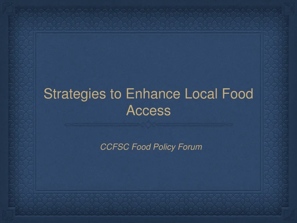 strategies to enhance local food access