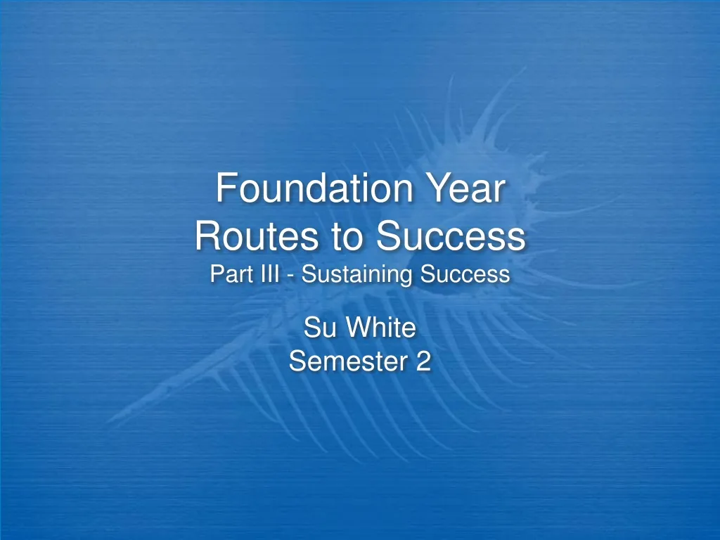 foundation year routes to success part iii sustaining success