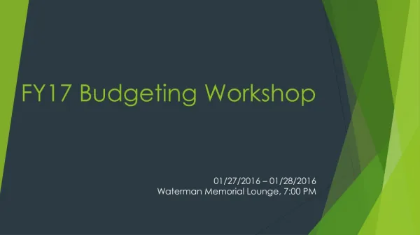 FY17 Budgeting Workshop