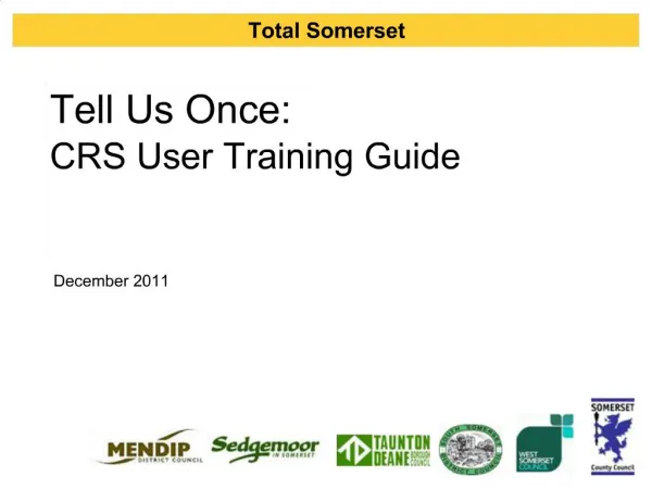 Tell Us Once: CRS User Training Guide