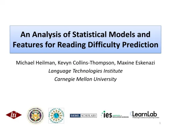 An Analysis of Statistical Models and Features for Reading Difficulty Prediction