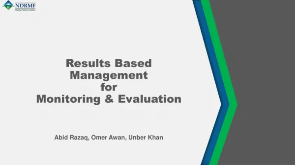 Results Based Management for Monitoring &amp; Evaluation