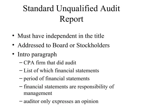 Standard Unqualified Audit Report