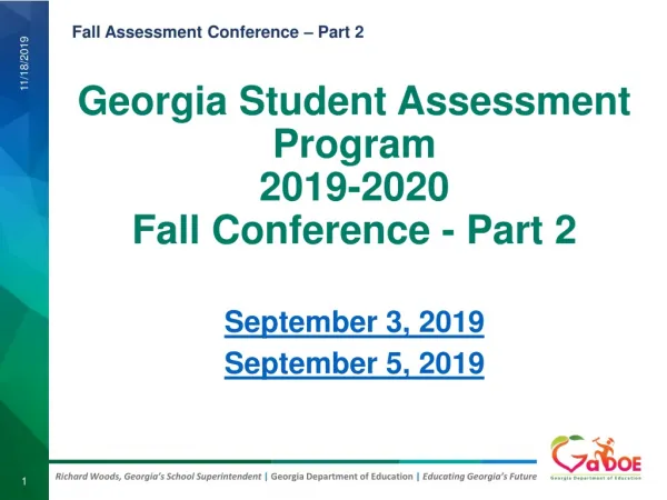 Georgia Student Assessment Program 2019-2020 Fall Conference - Part 2