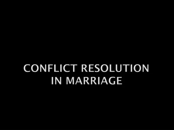 Conflict Resolution In marriage