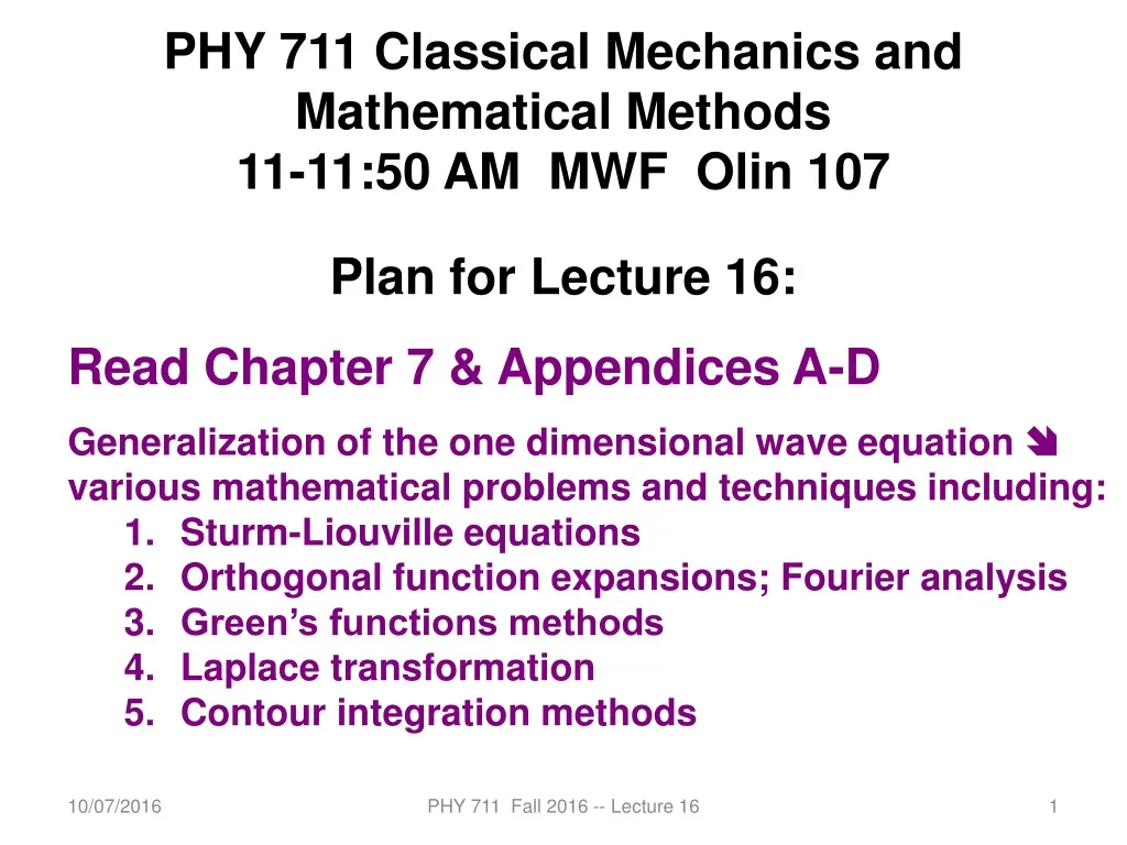 phy 7 11 classical mechanics and mathematical