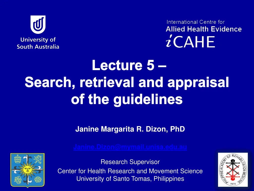 lecture 5 search retrieval and appraisal of the guidelines