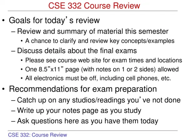 CSE 332 Course Review