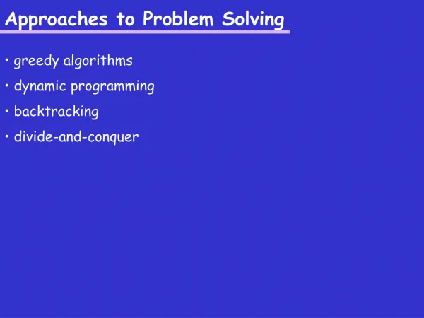 Approaches to Problem Solving