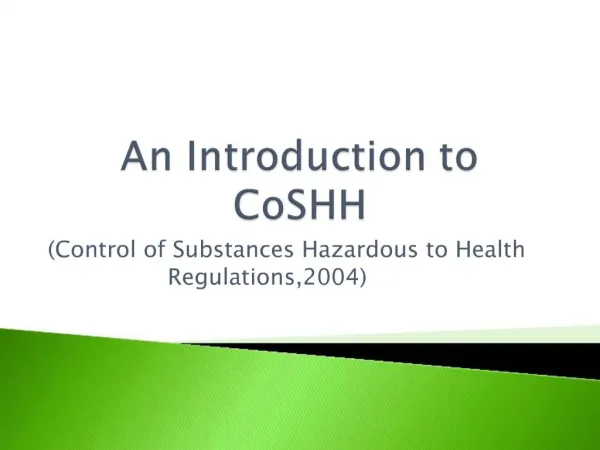 An Introduction to CoSHH