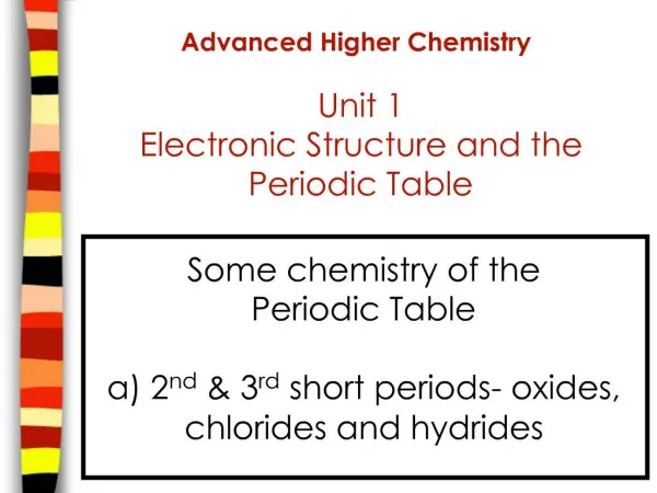 Advanced Higher Chemistry
