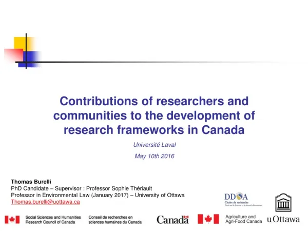 Contributions of researchers and communities to the development of research frameworks in Canada