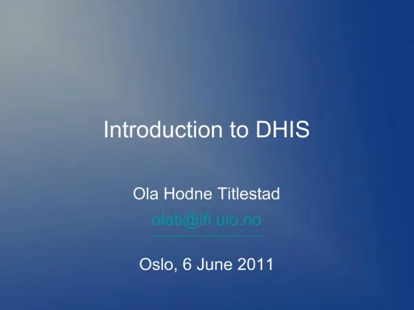 Introduction to DHIS
