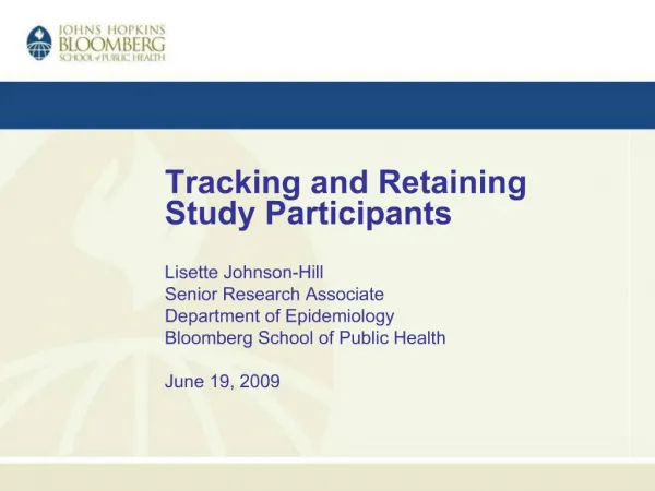 Tracking and Retaining Study Participants