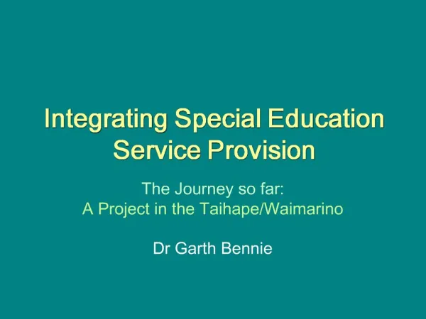 Integrating Special Education Service Provision