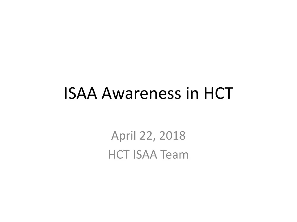 isaa awareness in hct