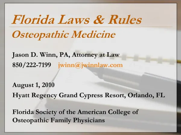 Florida Laws Rules Osteopathic Medicine