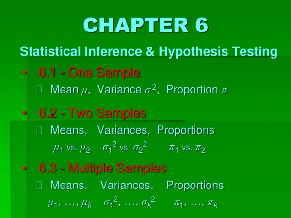 CHAPTER 6 Statistical Inference &amp; Hypothesis Testing