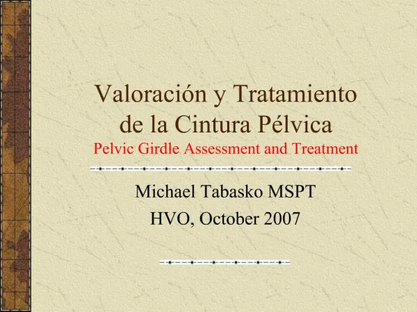 Valoraci n y Tratamiento de la Cintura P lvica Pelvic Girdle Assessment and Treatment