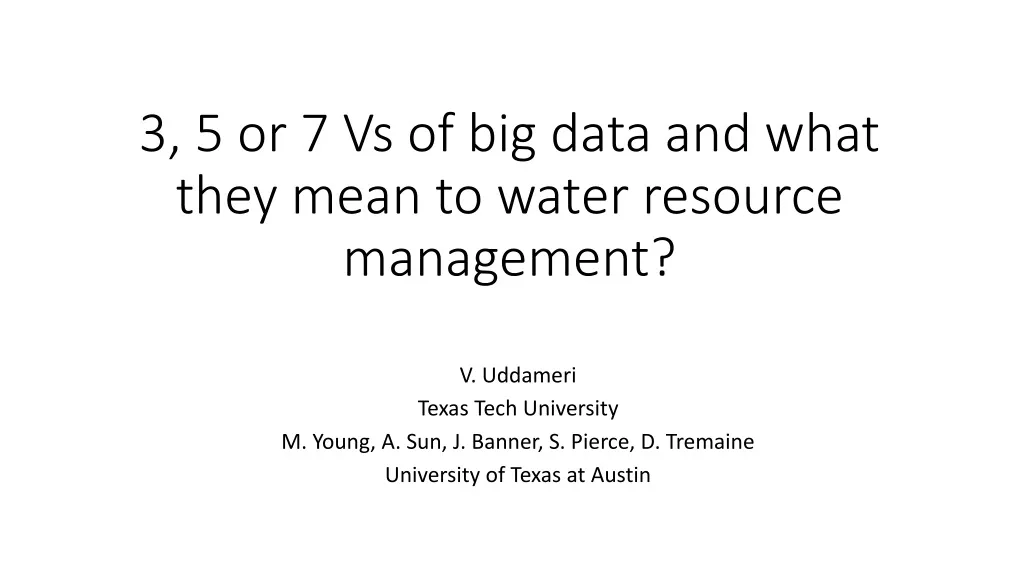 3 5 or 7 vs of big data and what they mean to water resource management