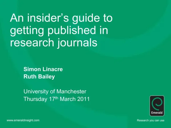 An insider s guide to getting published in research journals