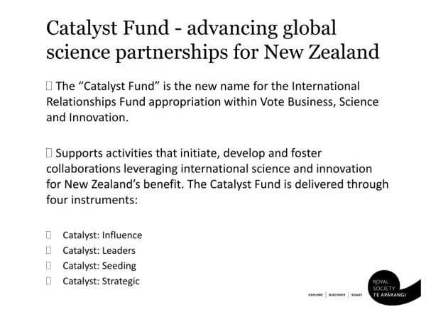 Catalyst Fund - advancing global science partnerships for New Zealand
