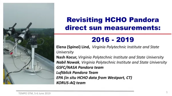 Revisiting HCHO Pandora direct sun measurements: 2016 - 2019