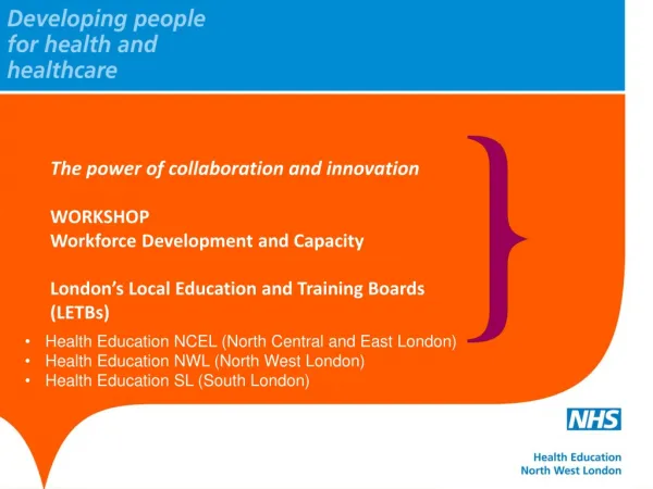 Health Education NCEL (North Central and East London) Health Education NWL (North West London)