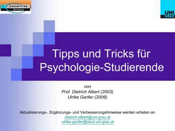 Tipps und Tricks f r Psychologie-Studierende