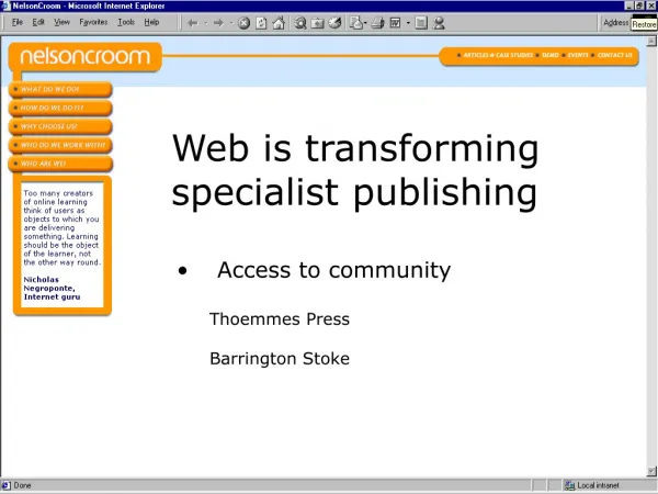 Web is transforming specialist publishing