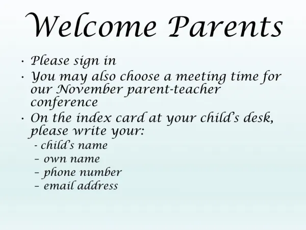 welcome parents
