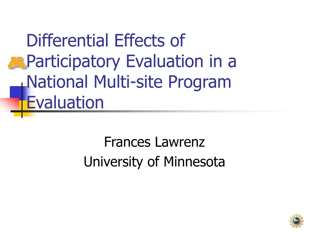 differential effects of participatory evaluation in a national multi site program evaluation