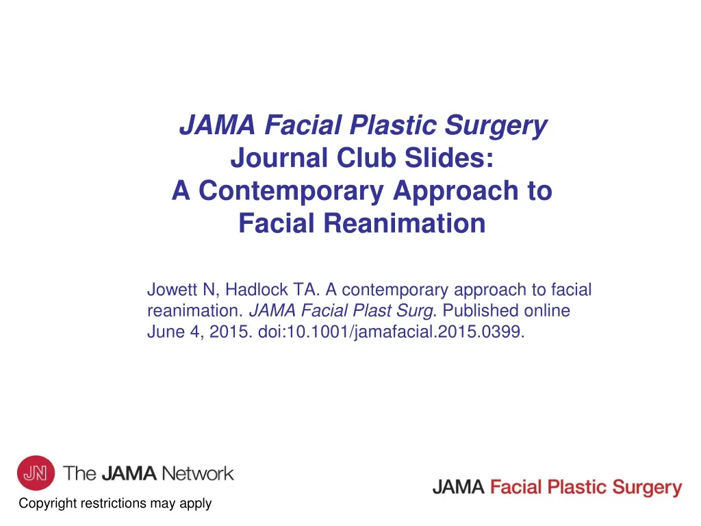 jama facial plastic surgery journal club slides a contemporary approach to facial reanimation