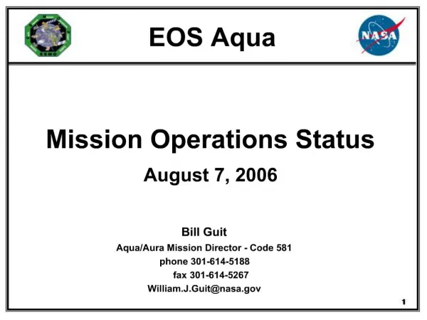 Mission Operations Status August 7, 2006