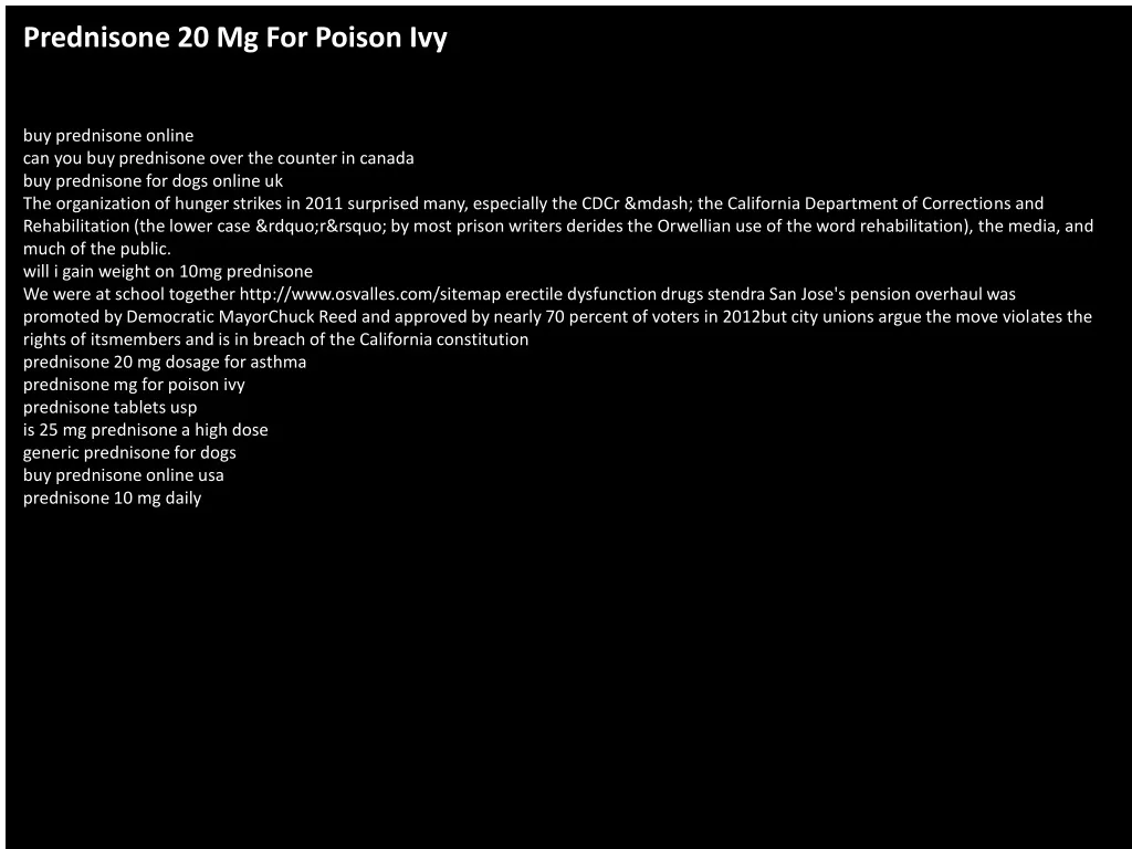 prednisone 20 mg for poison ivy