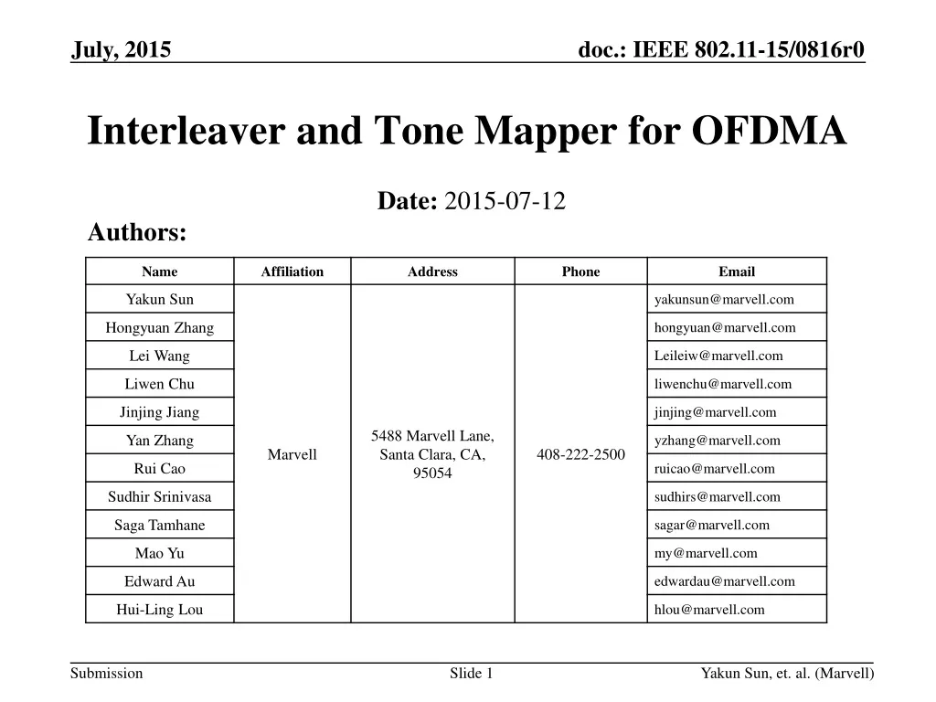 interleaver and tone mapper for ofdma