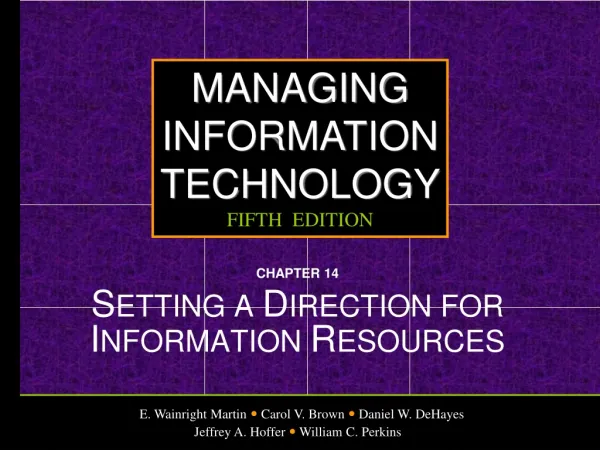 chapter 14 s etting a d irection for i nformation r esources