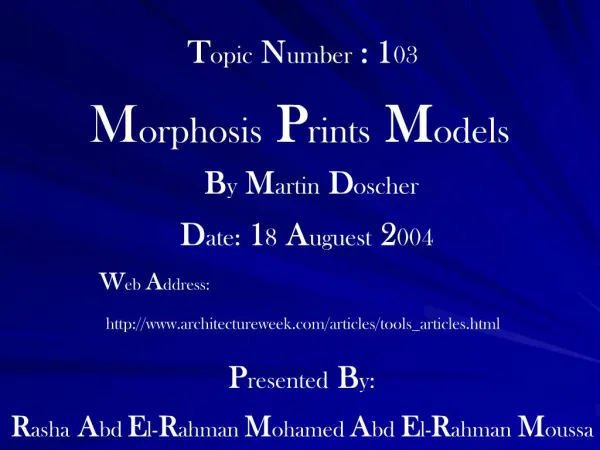 Morphosis Prints Models