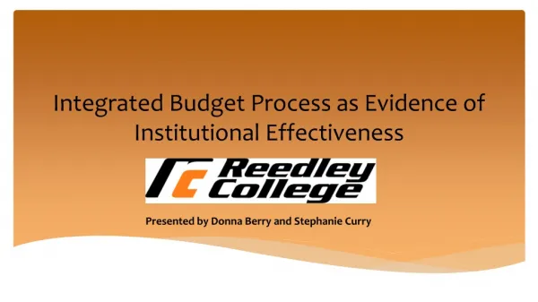 Integrated Budget Process as Evidence of Institutional Effectiveness